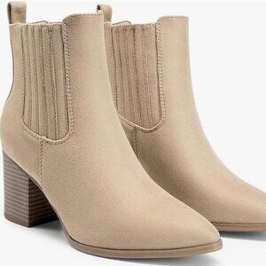 Ankle Boots Pointed Toe Chunky Block Heel Ankle Bootie Fall Short Booties Shoes